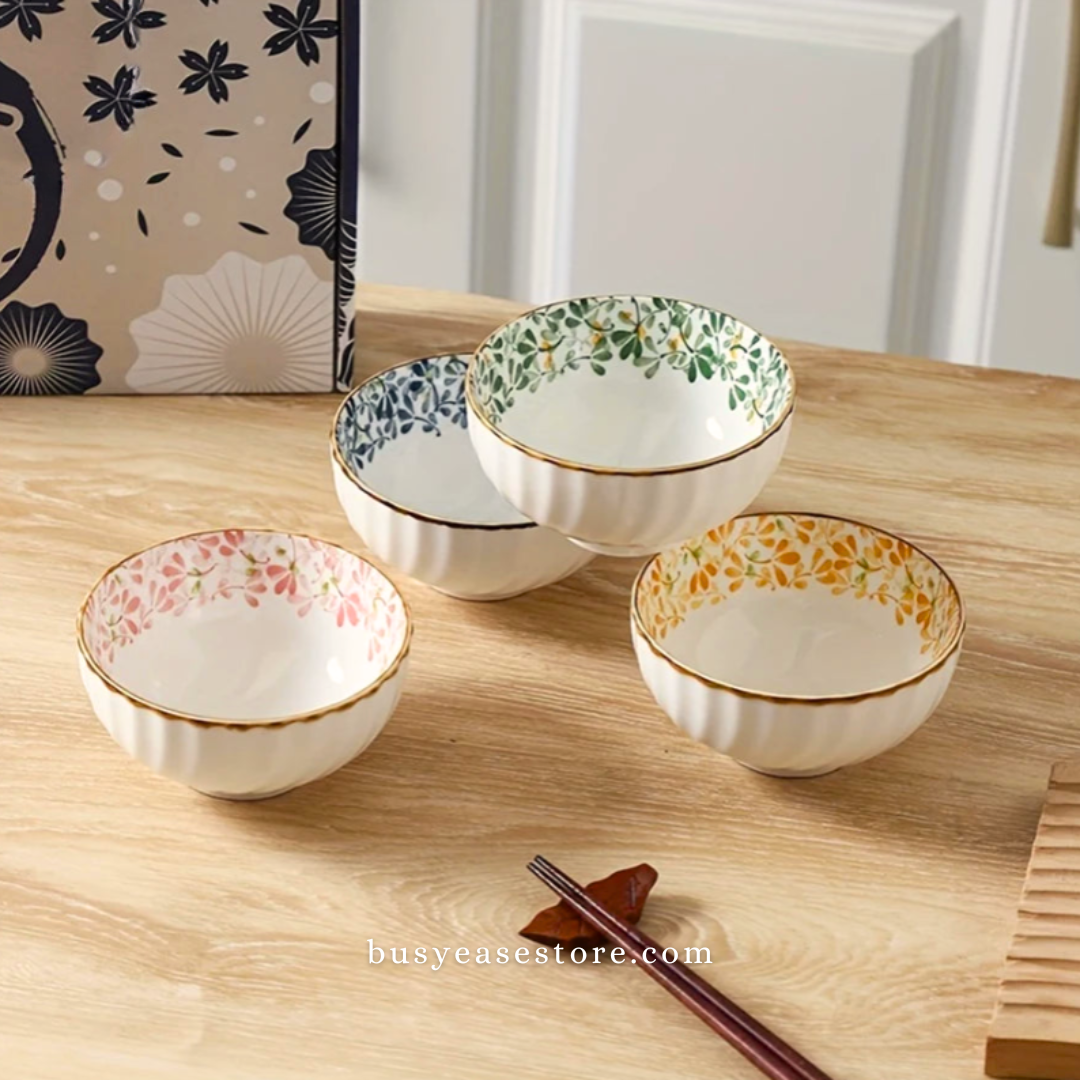 Ceramic Bowls – 11oz (300ml) | Set of 4 | Colorful Sorrel Collection