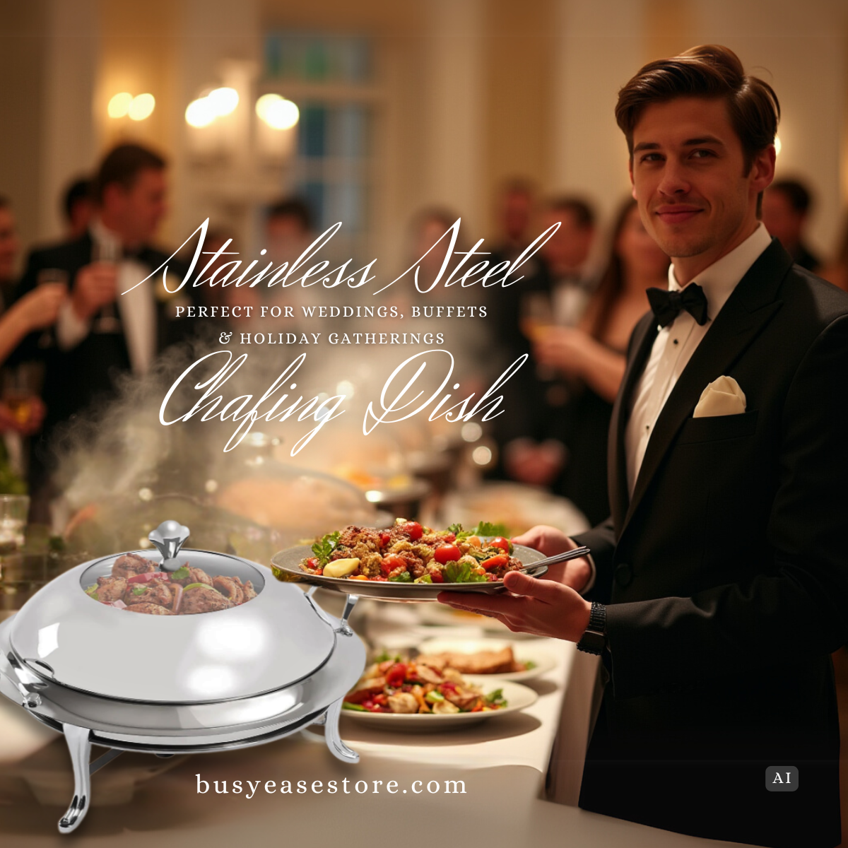 3L Round Stainless Steel Chafing Dish | Professional Grade Buffet Server
