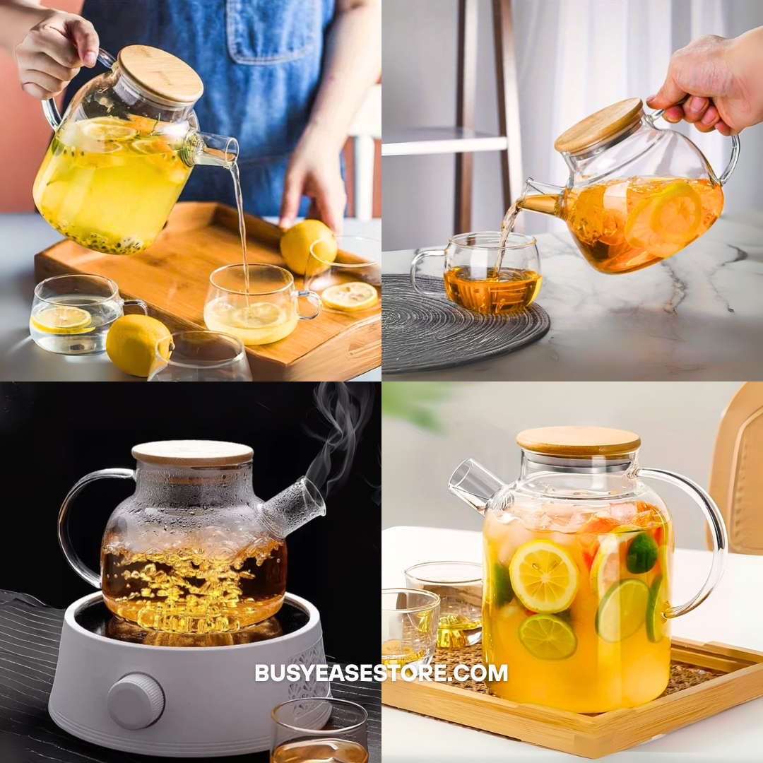 Premium Glass Kettle | Heat-Resistant | 1.0L/1.8L for Iced Tea & Hot Brews