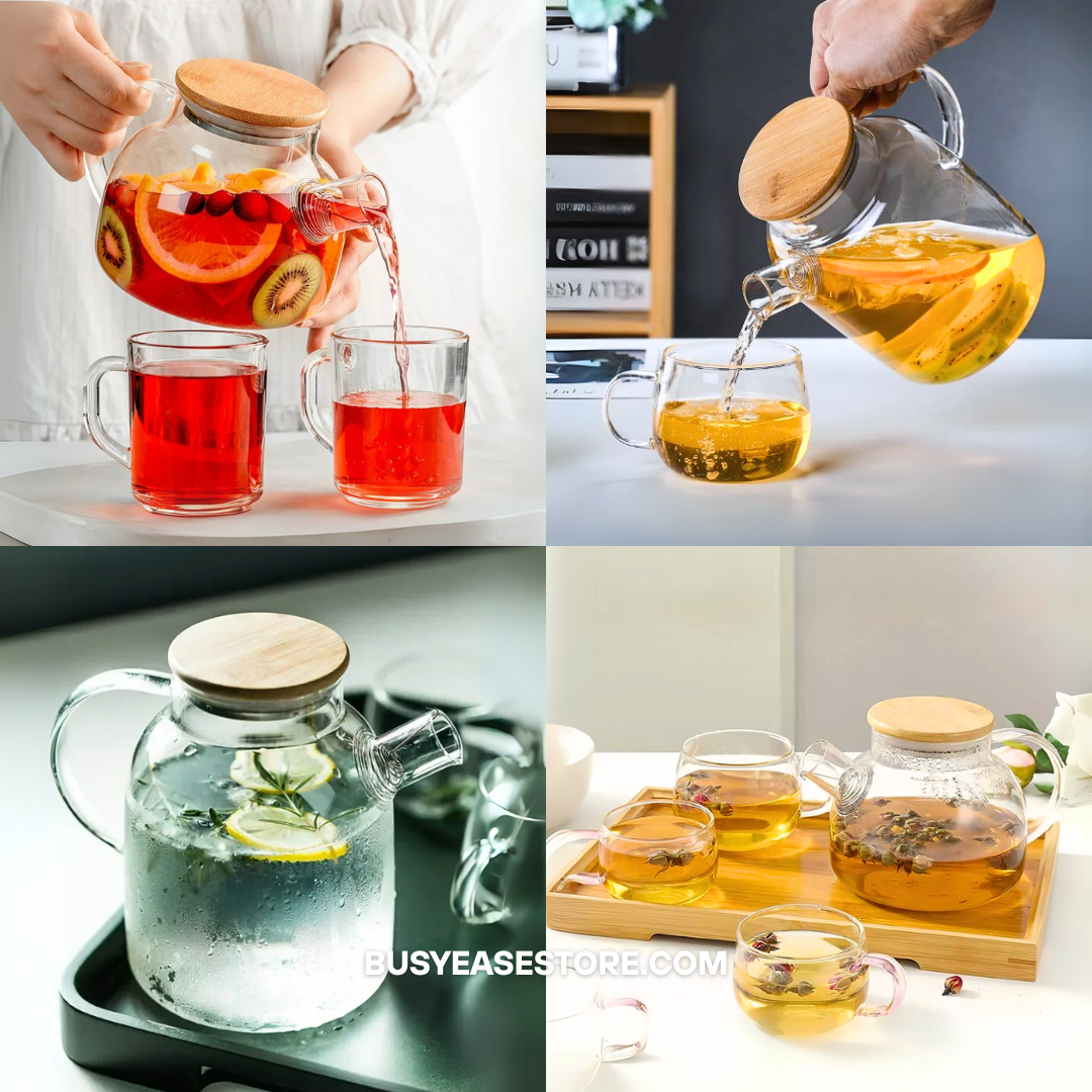 Premium Glass Kettle | Heat-Resistant | 1.0L/1.8L for Iced Tea & Hot Brews