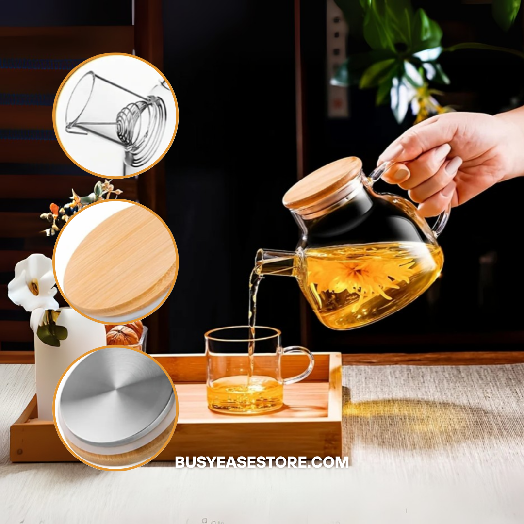 Premium Glass Kettle | Heat-Resistant | 1.0L/1.8L for Iced Tea & Hot Brews