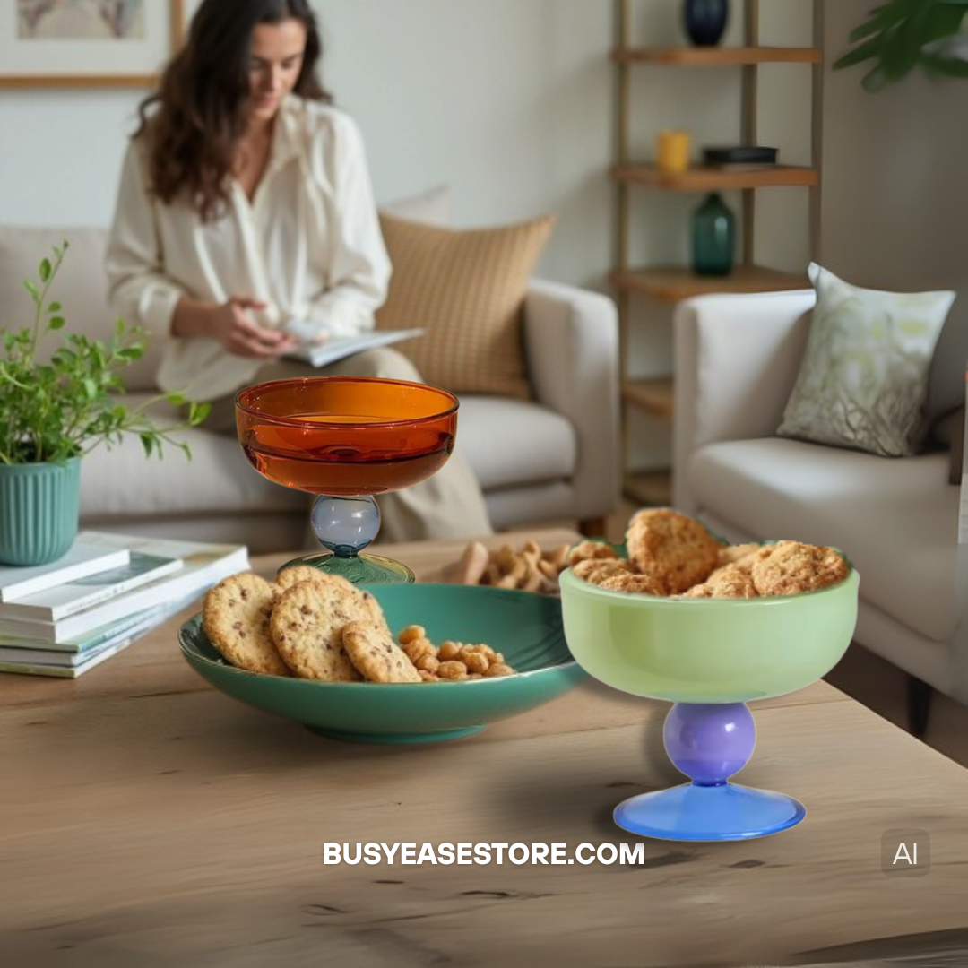 250ml Colorful Heat-Resistant Glass Dessert Bowl | Goblet Style, Modern Tableware