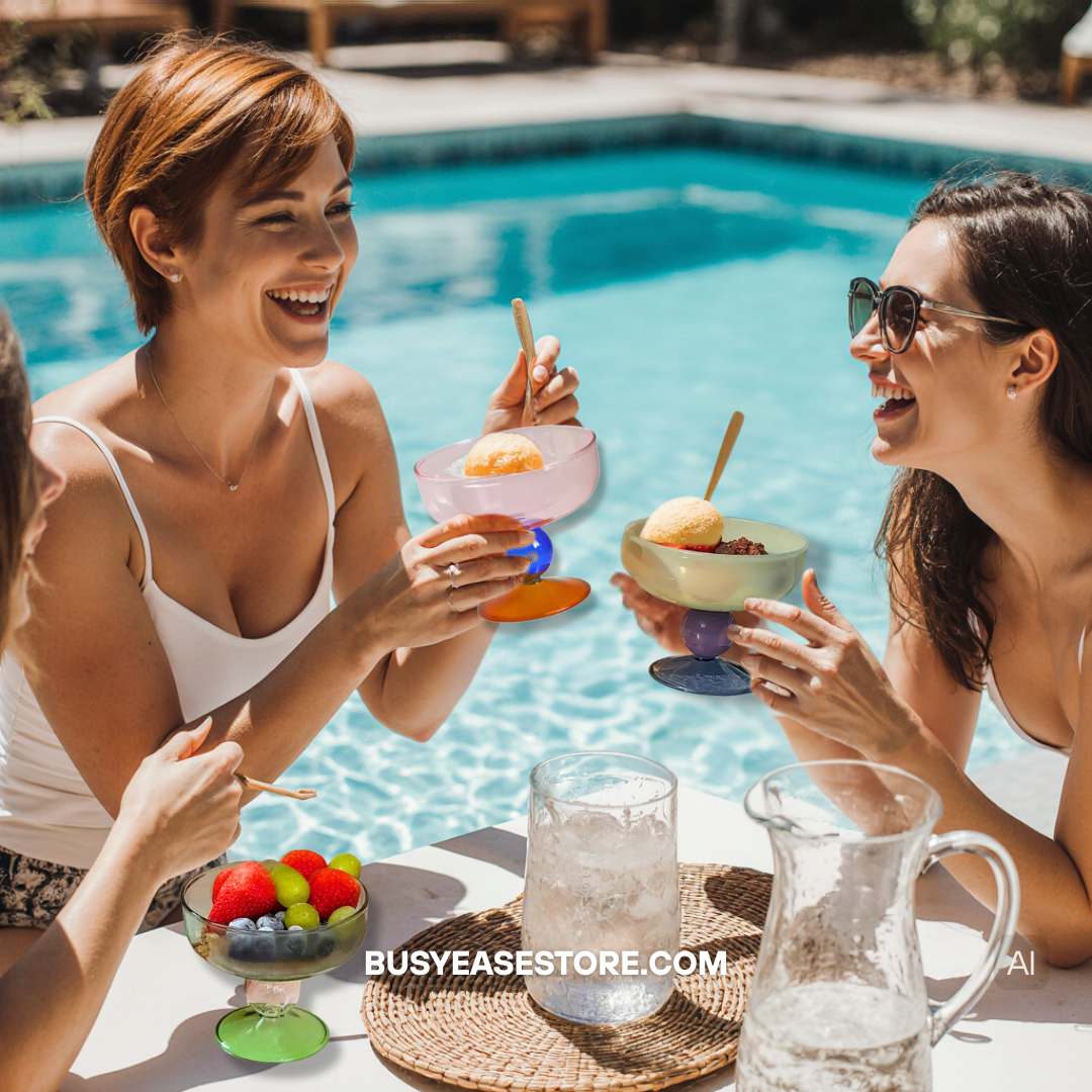 250ml Colorful Heat-Resistant Glass Dessert Bowl | Goblet Style, Modern Tableware