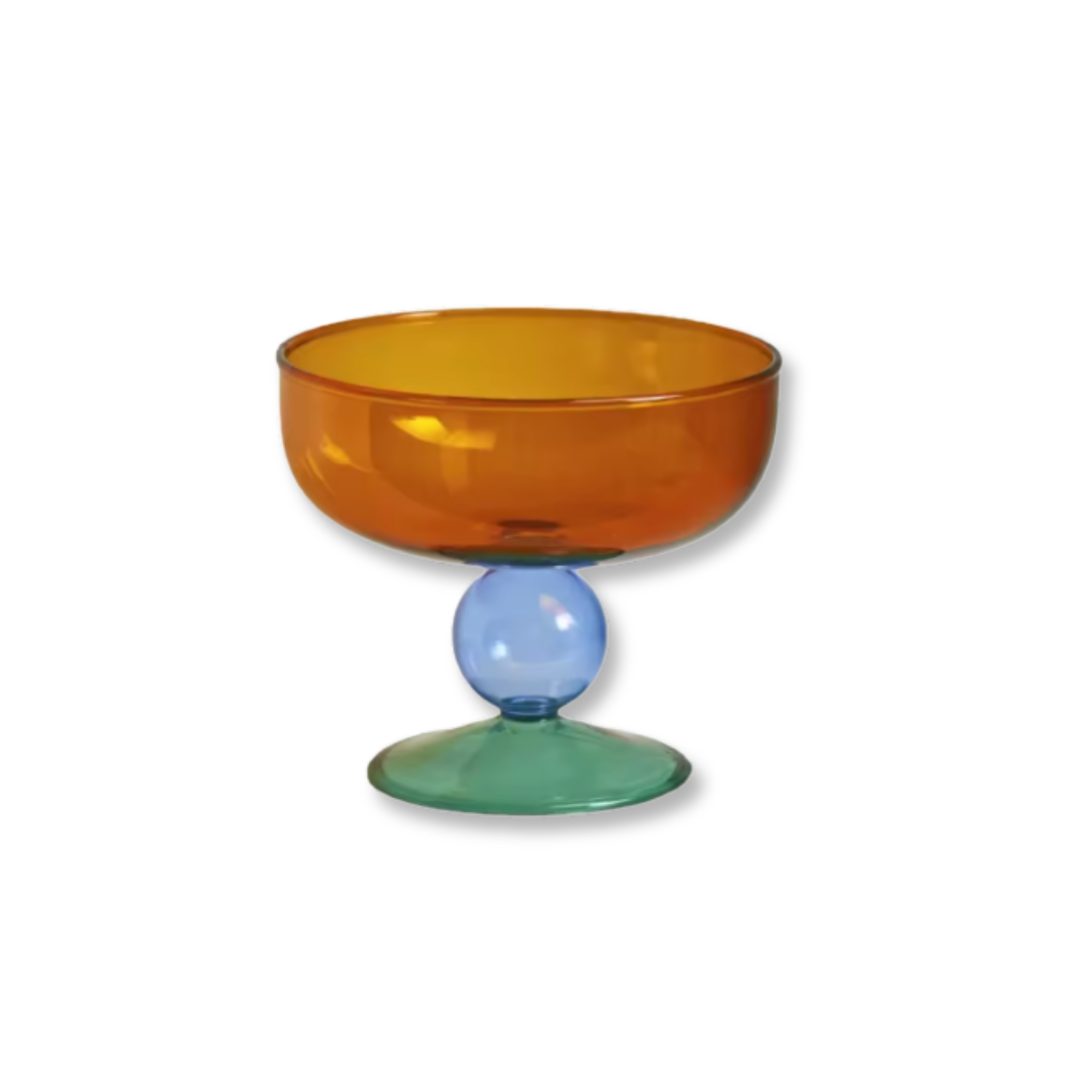 250ml Colorful Heat-Resistant Glass Dessert Bowl | Goblet Style, Modern Tableware
