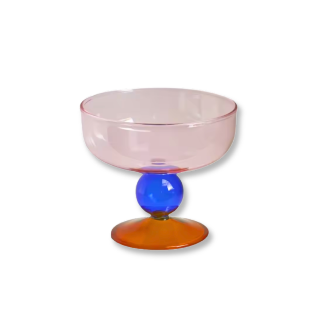250ml Colorful Heat-Resistant Glass Dessert Bowl | Goblet Style, Modern Tableware