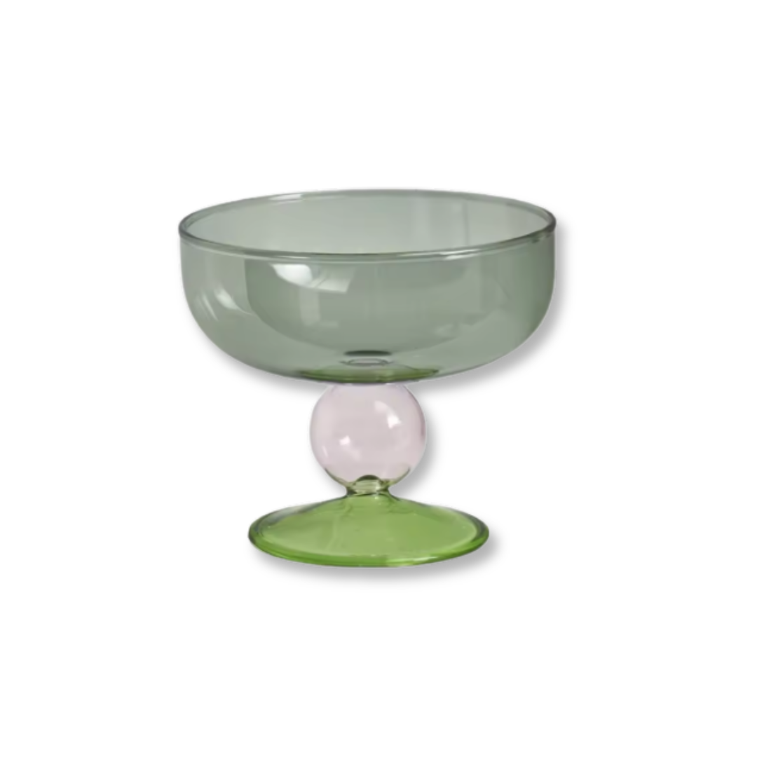 250ml Colorful Heat-Resistant Glass Dessert Bowl | Goblet Style, Modern Tableware