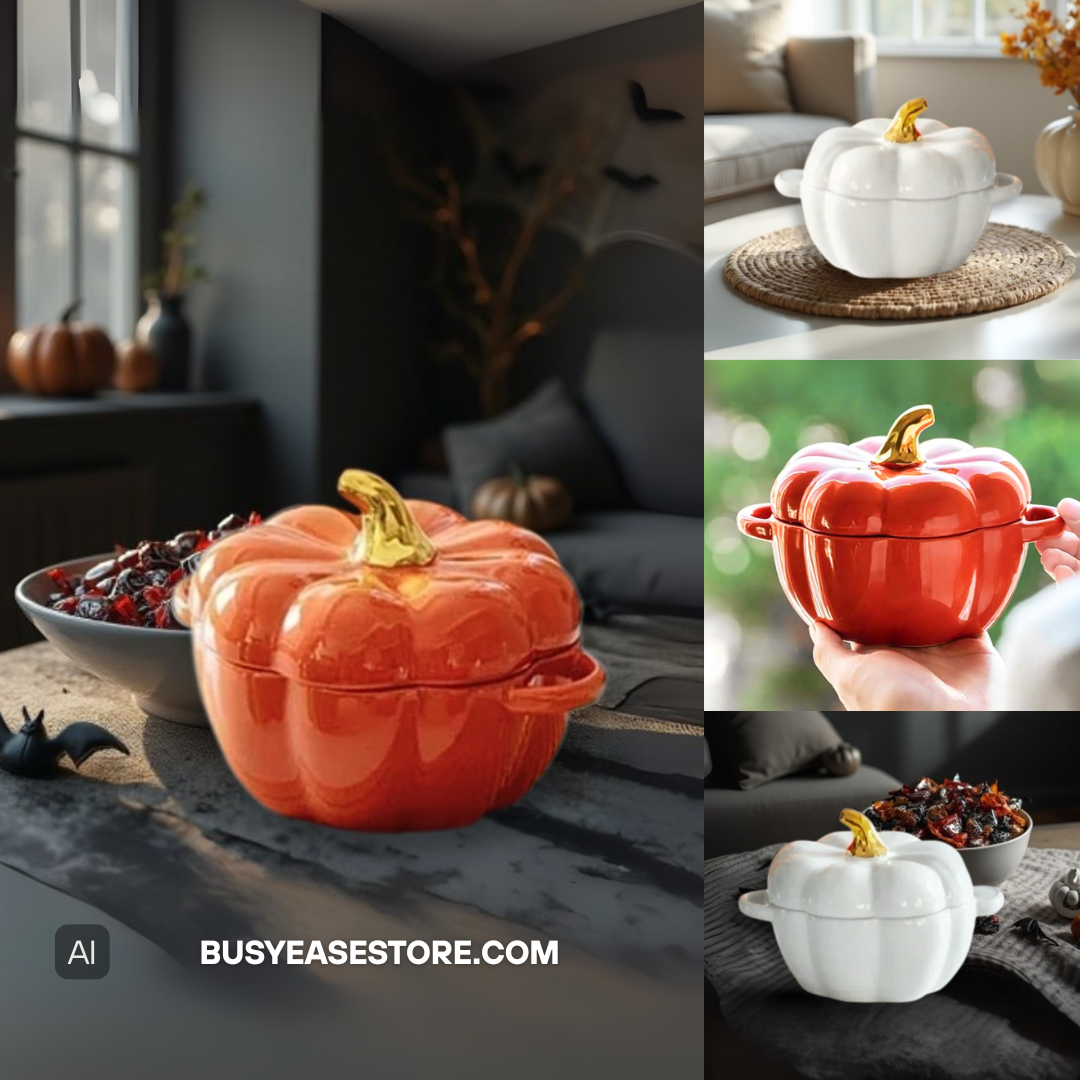 15.2oz Pumpkin-Shaped Ceramic Soup Bowl with Lid | Halloween Décor & Fall Gift (Limited Edition)