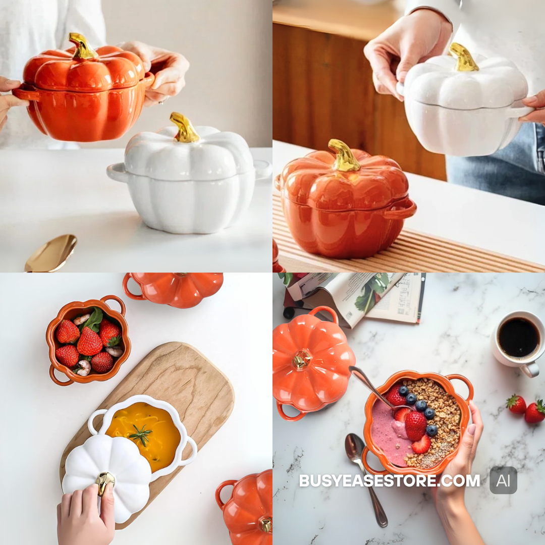 15.2oz Pumpkin-Shaped Ceramic Soup Bowl with Lid | Halloween Décor & Fall Gift (Limited Edition)