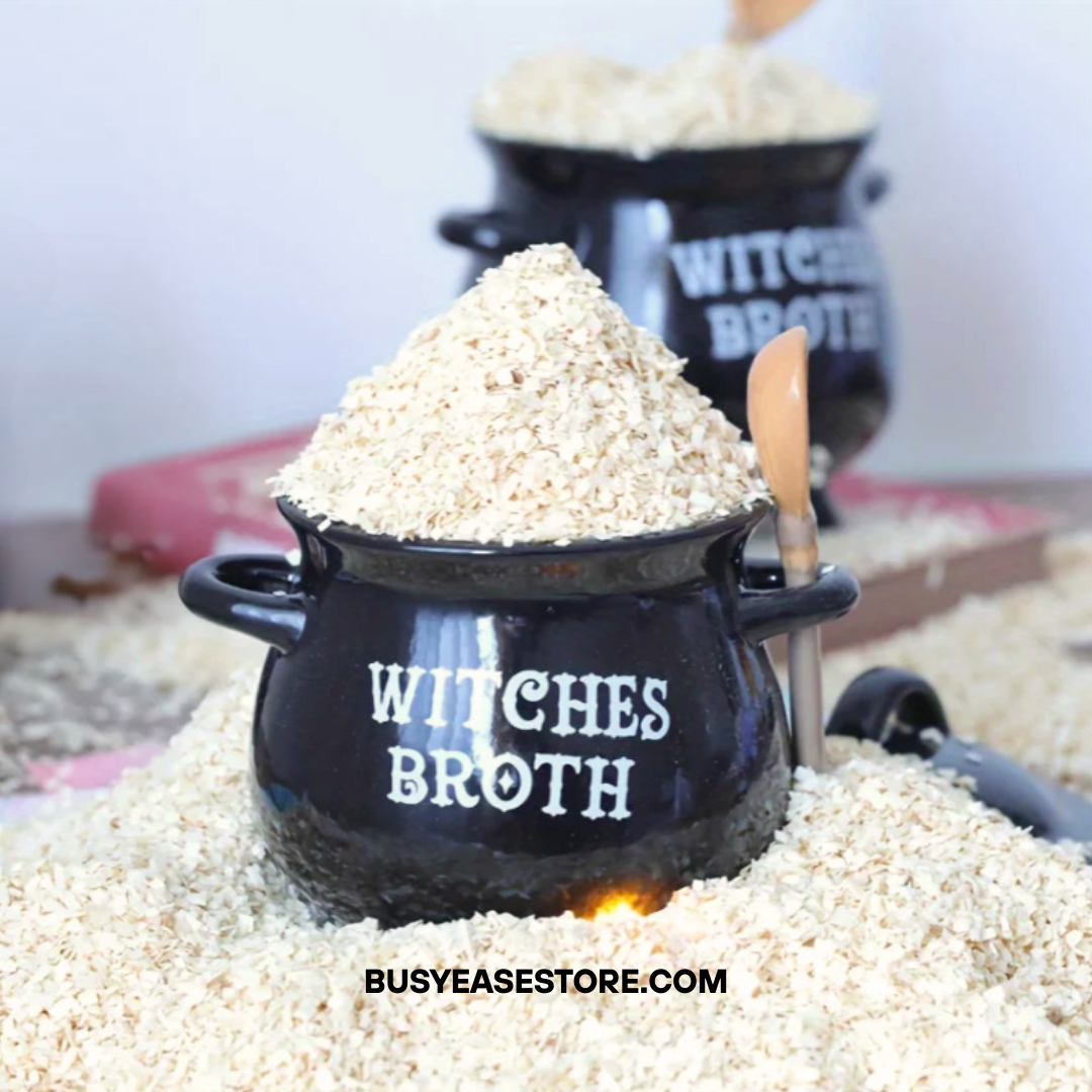 Black Ceramic Cauldron Mug with Lid & Spoon | Witches Broth for Halloween Decor