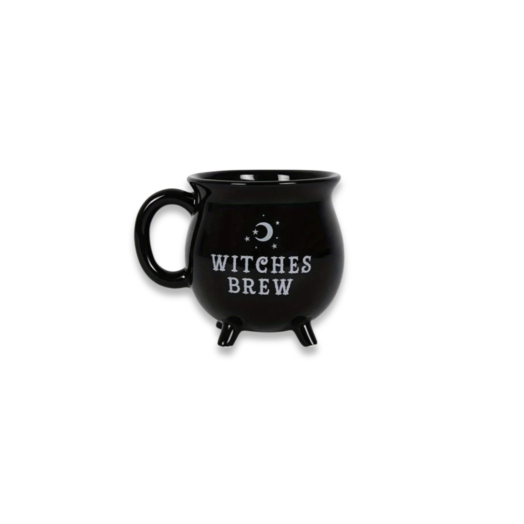 12 oz Black Ceramic Cauldron Mug | Witches Brew Halloween Gift & Decor