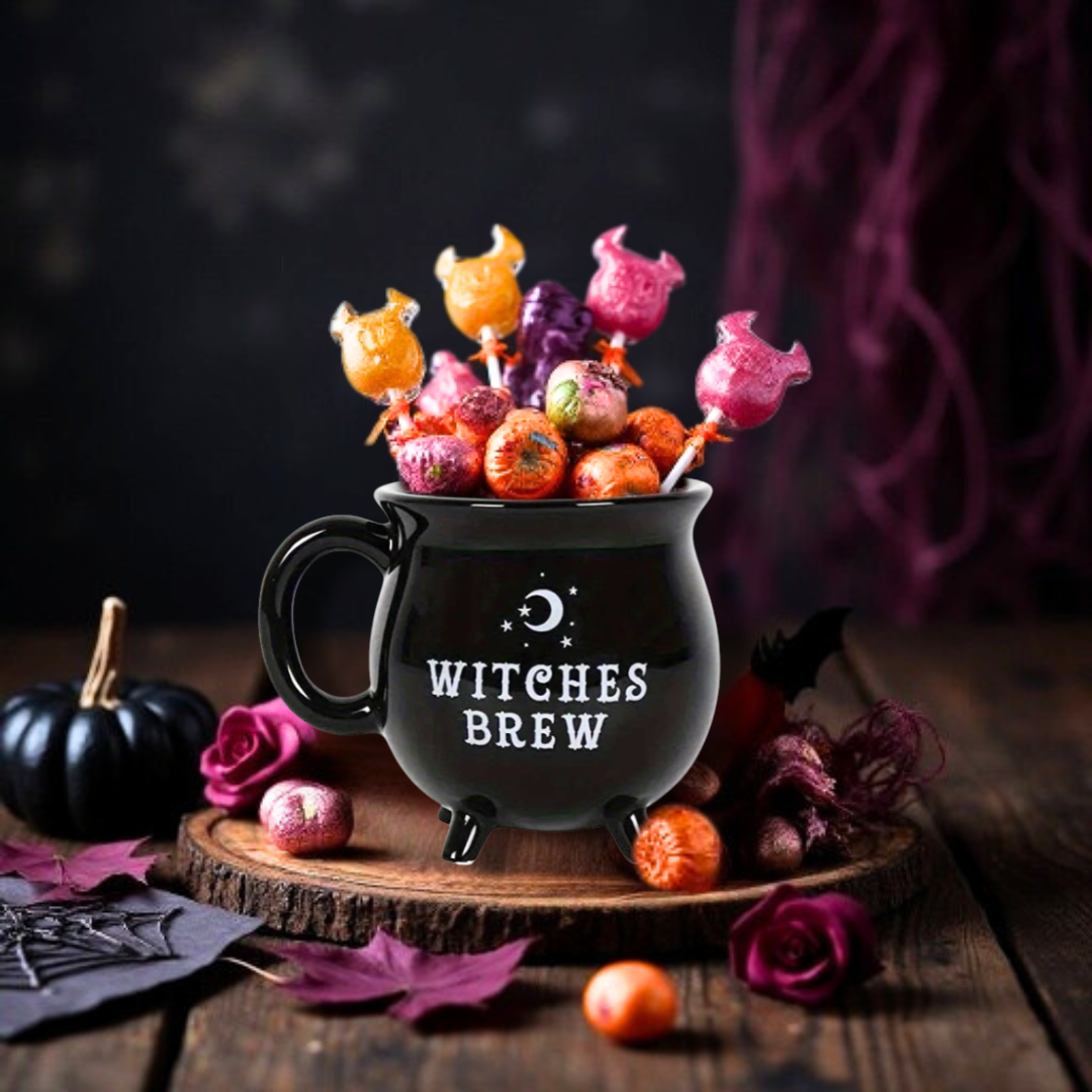 12 oz Black Ceramic Cauldron Mug | Witches Brew Halloween Gift & Decor