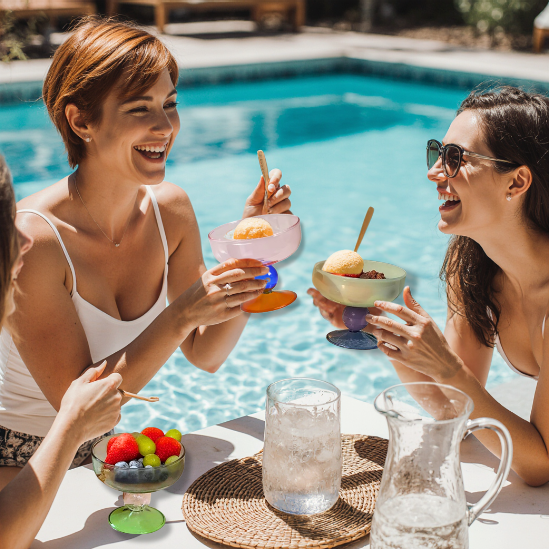 8.5 oz (250 ml) Colorful Glass Dessert Bowl | Heat-Resistant & Goblet Style