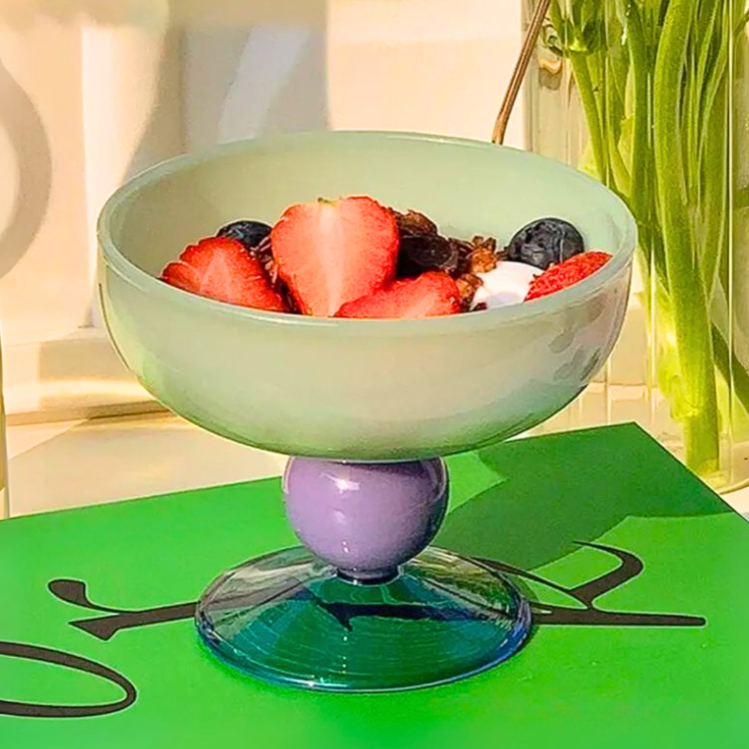 8.5 oz (250 ml) Colorful Glass Dessert Bowl | Heat-Resistant & Goblet Style