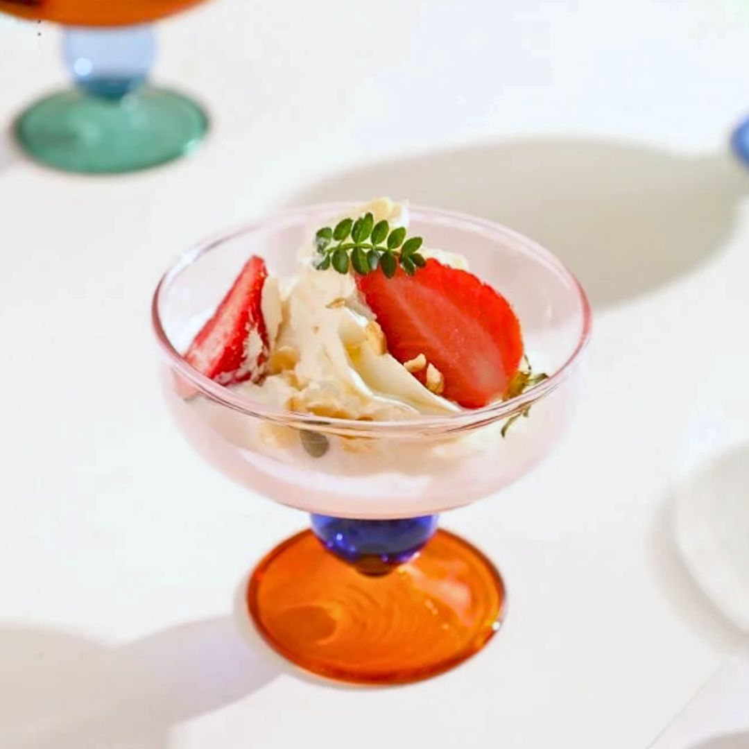 8.5 oz (250 ml) Colorful Glass Dessert Bowl | Heat-Resistant & Goblet Style