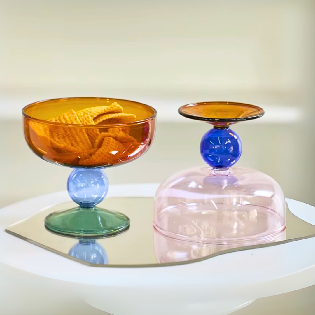 8.5 oz (250 ml) Colorful Glass Dessert Bowl | Heat-Resistant & Goblet Style