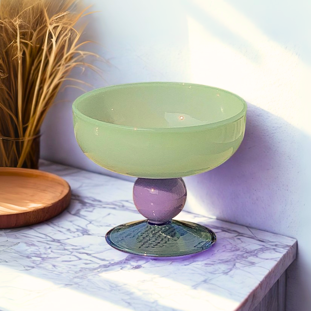 8.5 oz (250 ml) Colorful Glass Dessert Bowl | Heat-Resistant & Goblet Style