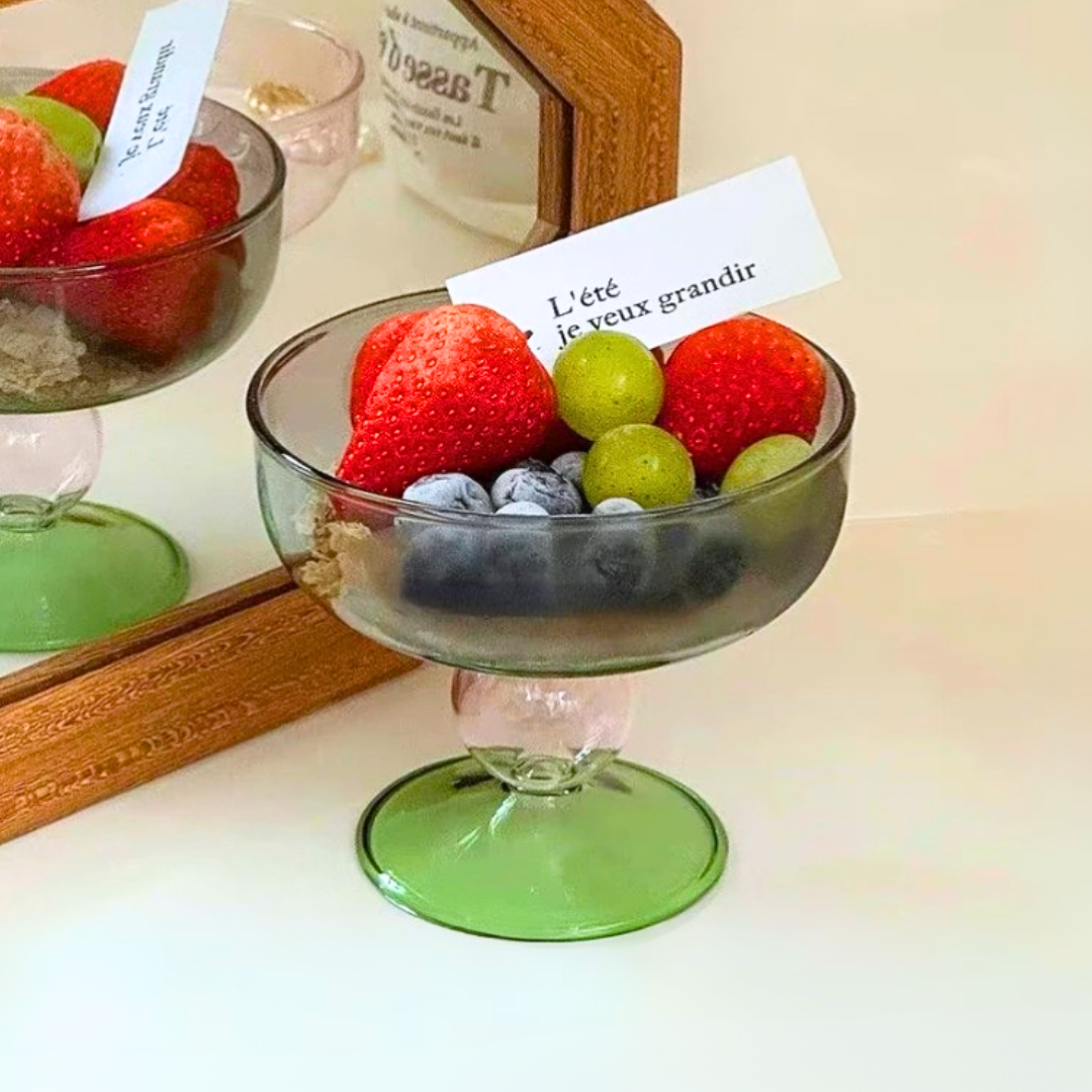 8.5 oz (250 ml) Colorful Glass Dessert Bowl | Heat-Resistant & Goblet Style