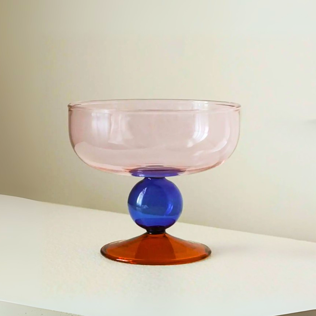 8.5 oz (250 ml) Colorful Glass Dessert Bowl | Heat-Resistant & Goblet Style