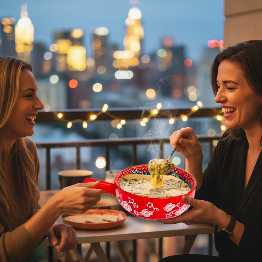 Embossed Floral Ceramic Bowl with Handle | 6 Bohemian Styles, Oven Safe Bakeware