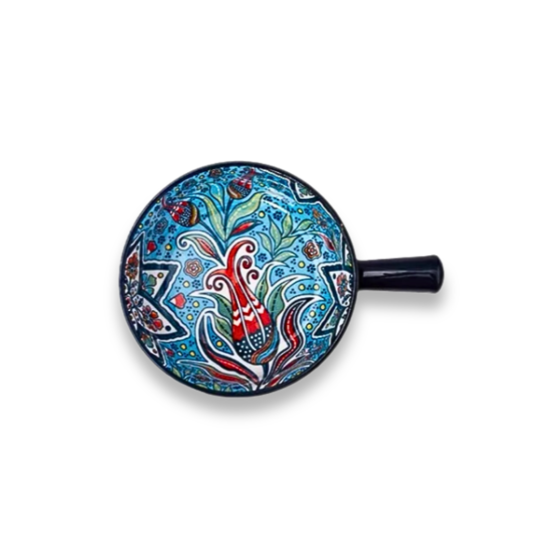 Embossed Floral Ceramic Bowl with Handle | 6 Bohemian Styles, Oven Safe Bakeware