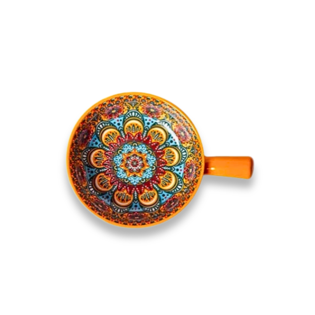 Embossed Floral Ceramic Bowl with Handle | 6 Bohemian Styles, Oven Safe Bakeware