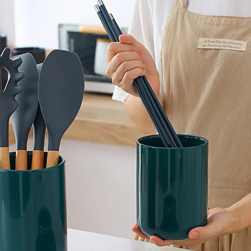 UTENSIL CROCK, CERAMIC