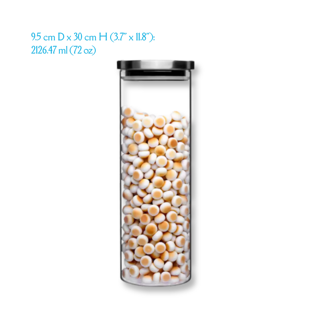 Round Glass Jars with Stainless Steel Lid | Multiple Size Options