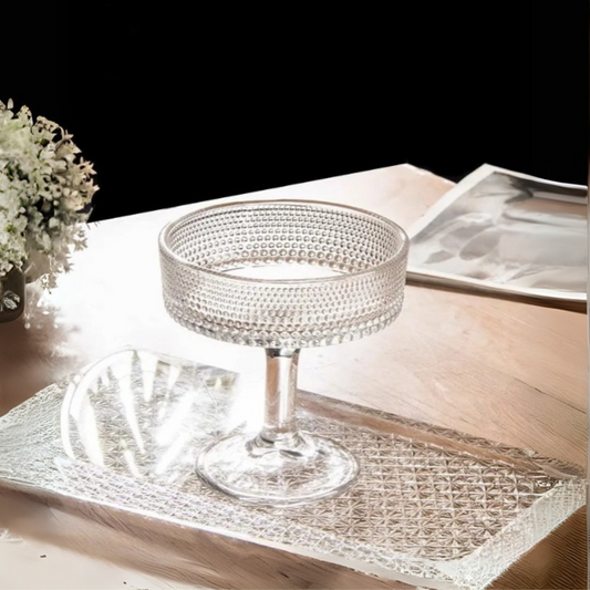 200ml Tall Glass Dessert Cup | Elegant Ice Cream & Drink Glass, 5 Pattern Options