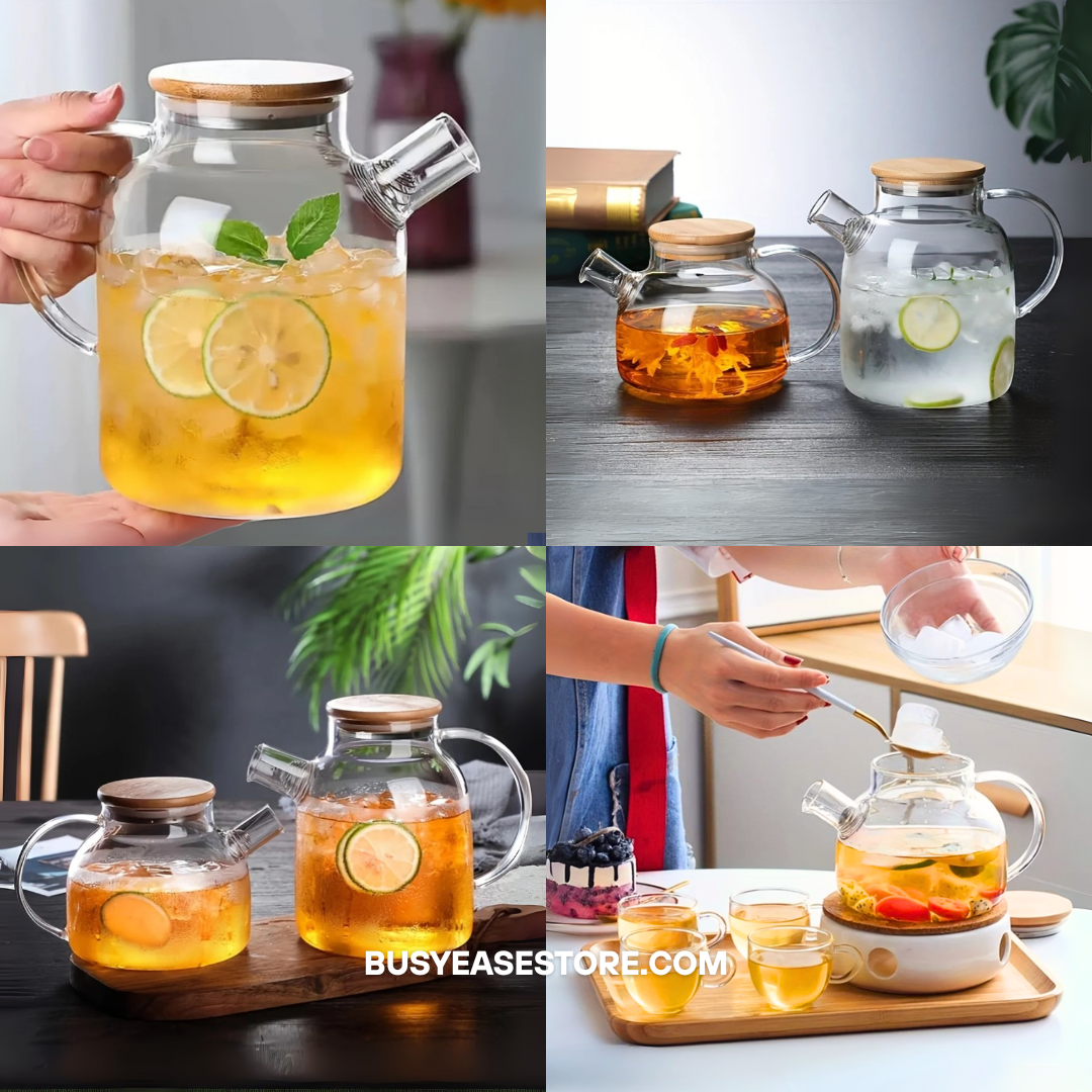 Premium Glass Kettle | Heat-Resistant | 1.0L/1.8L for Iced Tea & Hot Brews