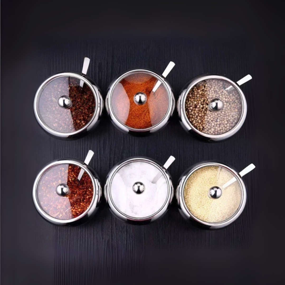 Stainless Steel Sugar Bowl with Lid & Spoon | Drum-Shaped, Save Time & Space