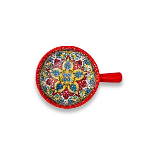 Embossed Floral Ceramic Bowl with Handle | 6 Bohemian Styles, Oven Safe Bakeware