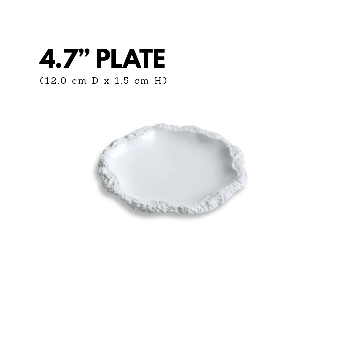 Irregular Rim Ceramic Plate Collection | White Serving Dishes for Salads & Pasta