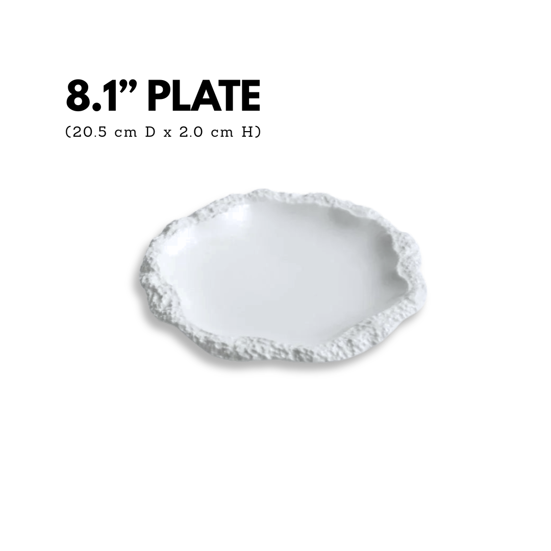 Irregular Rim Ceramic Plate Collection | White Serving Dishes for Salads & Pasta