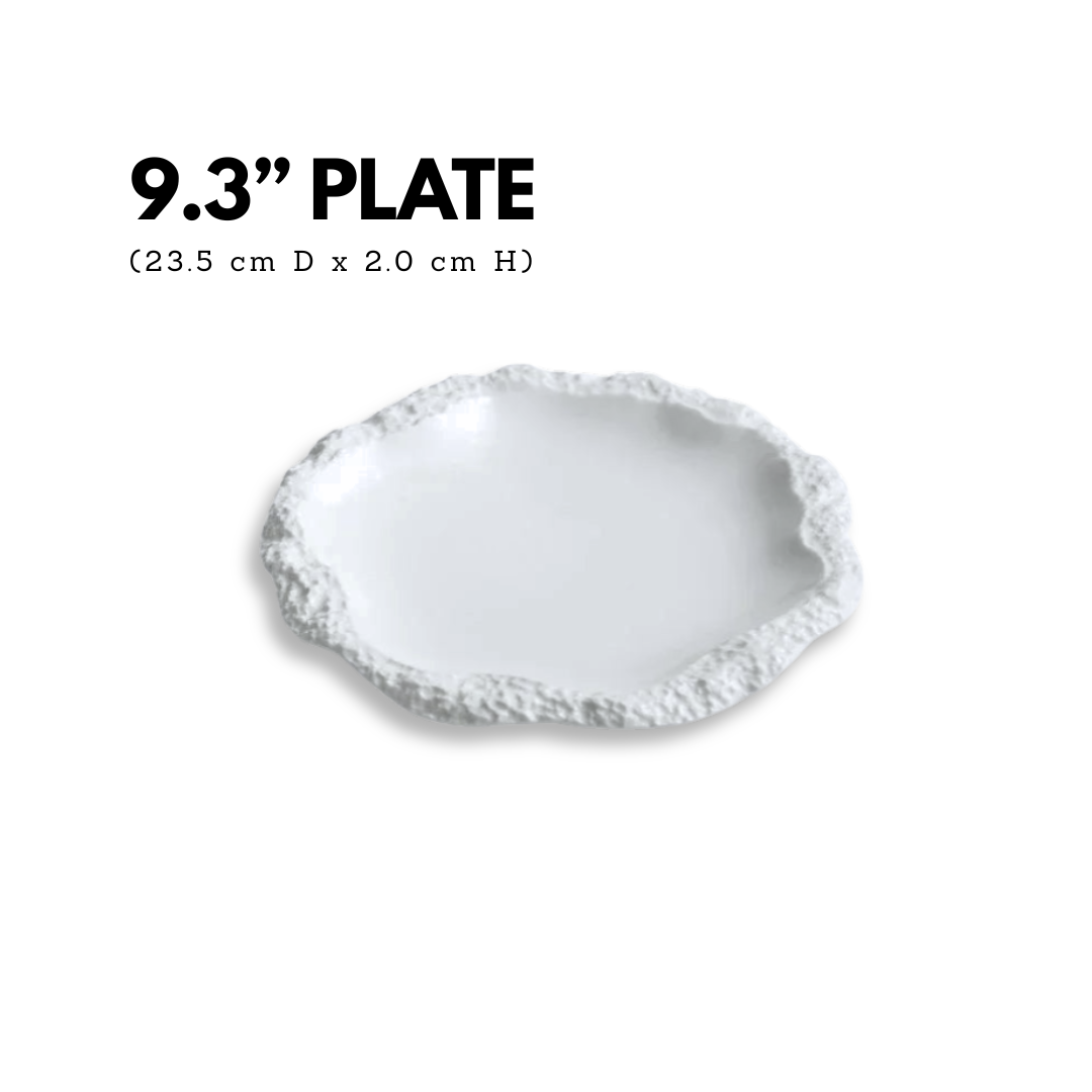 Irregular Rim Ceramic Plate Collection | White Serving Dishes for Salads & Pasta