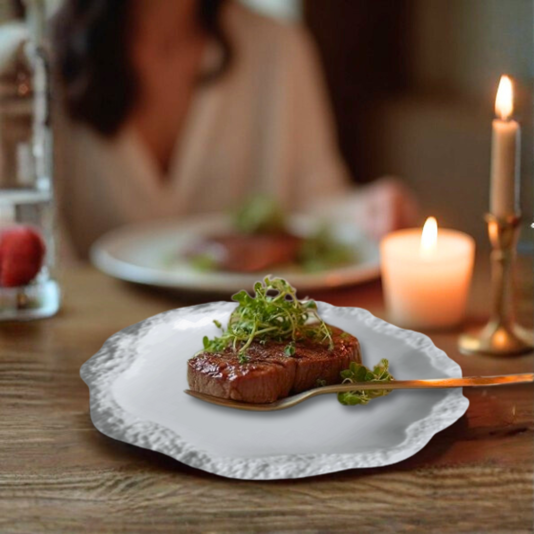 Irregular Rim Ceramic Plate Collection | White Serving Dishes for Salads & Pasta