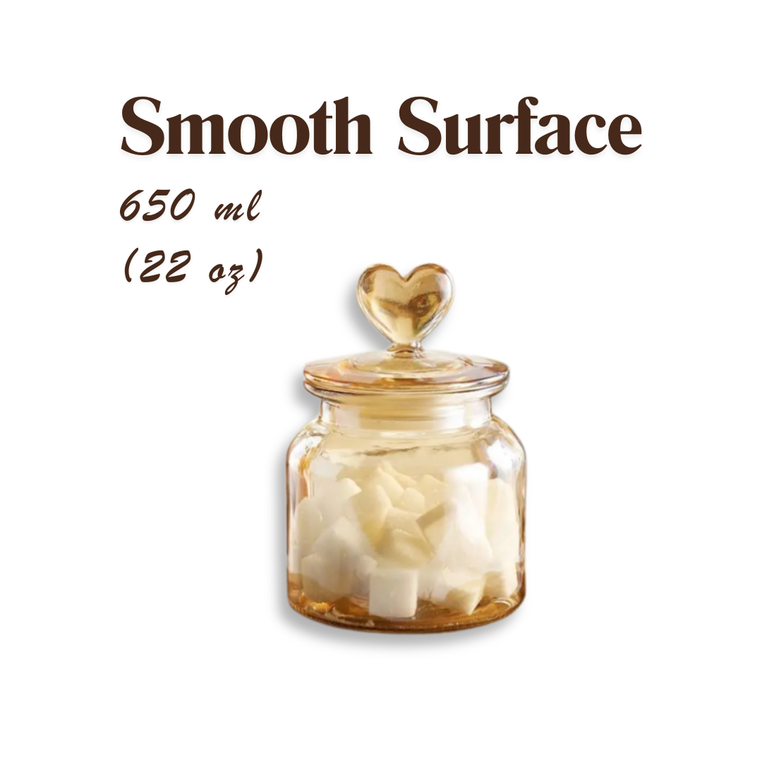 Amber Glass Airtight Food Storage Jars with Heart Lid | 4 Pattern Options